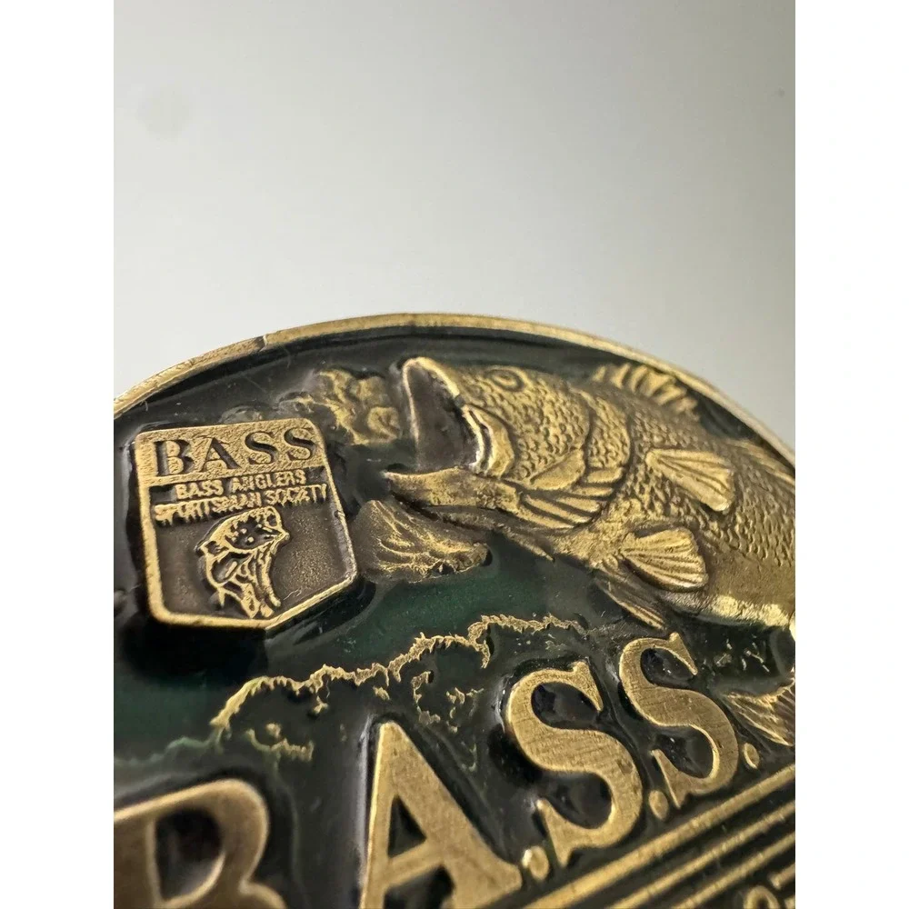 Vintage 1986 B.A.S.S. Member Belt Buckle Great American Buckle Co Fishing Brass